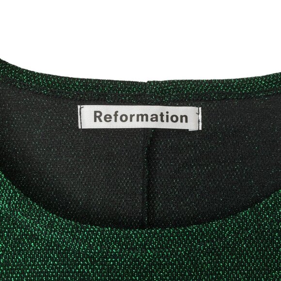 Reformation Amina Metallic Dress in Green - Picture 3 of 12